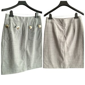 🚨Final Sale🚨 Tory Burch Gray Skirt w/Front Pockets and Logo Buttons Size 6